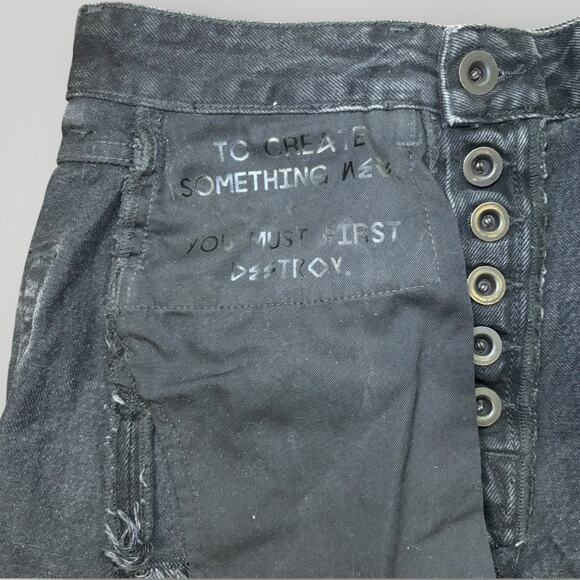 Ben Taverniti Unravel Project Hybrid Denim Skirt Overlay Leggings Size 25 Black - Picture 4 of 8